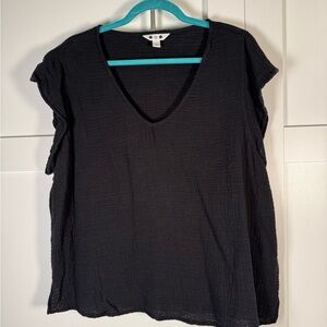 Women's 3 dots Black V-Neck Top